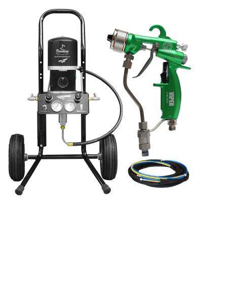 TFS Label Air-Assist-Airless (AAA) 14:1 Peak™ Pump - Cart Model Set-Up (V Packing) with VIPER® AAA Spray Gun - Total Finishing Supplies