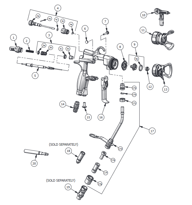 Binks Trophy AA Series 4400 Air Assisted Airless Spray Guns - Total Finishing Supplies