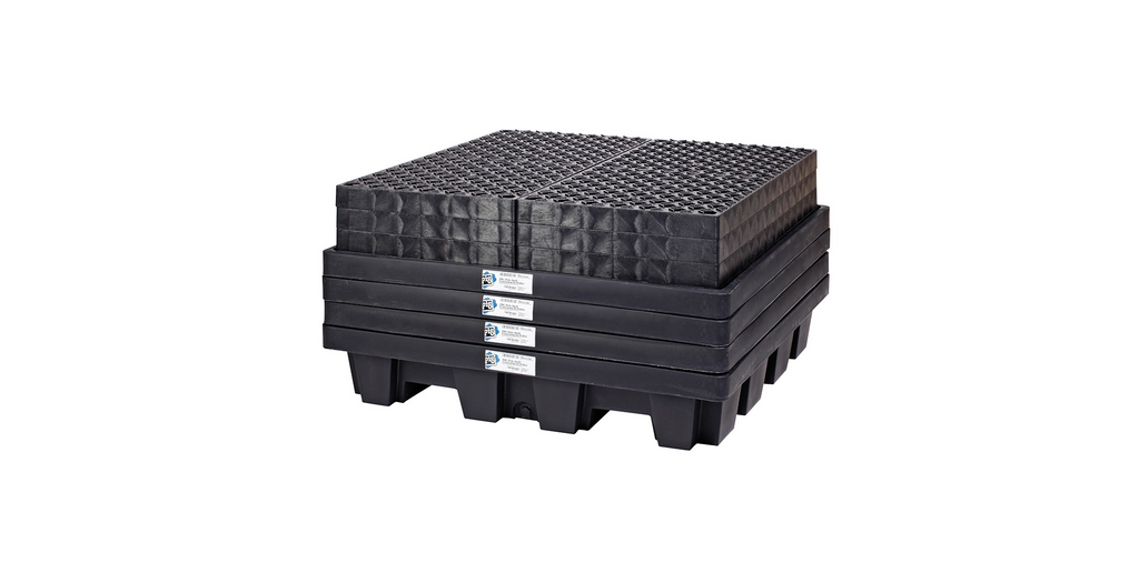 Heavy-Duty 4-Drum Polyspill Pallet Holds (4) 55 Gal. Drums 51 X 10 66 Sump Capacity Spill Pallets