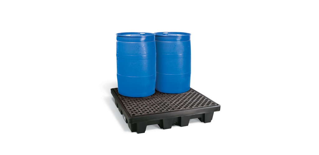 Heavy-Duty 4-Drum Polyspill Pallet Holds (4) 55 Gal. Drums 51 X 10 66 Sump Capacity Spill Pallets