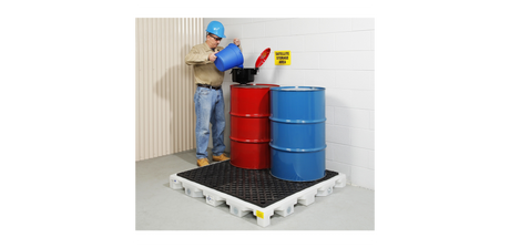 Poly Drip Deck Holds (4) 55 Gal. Drums 52 X 5.75 44 Sump Capacity Spill Pallets