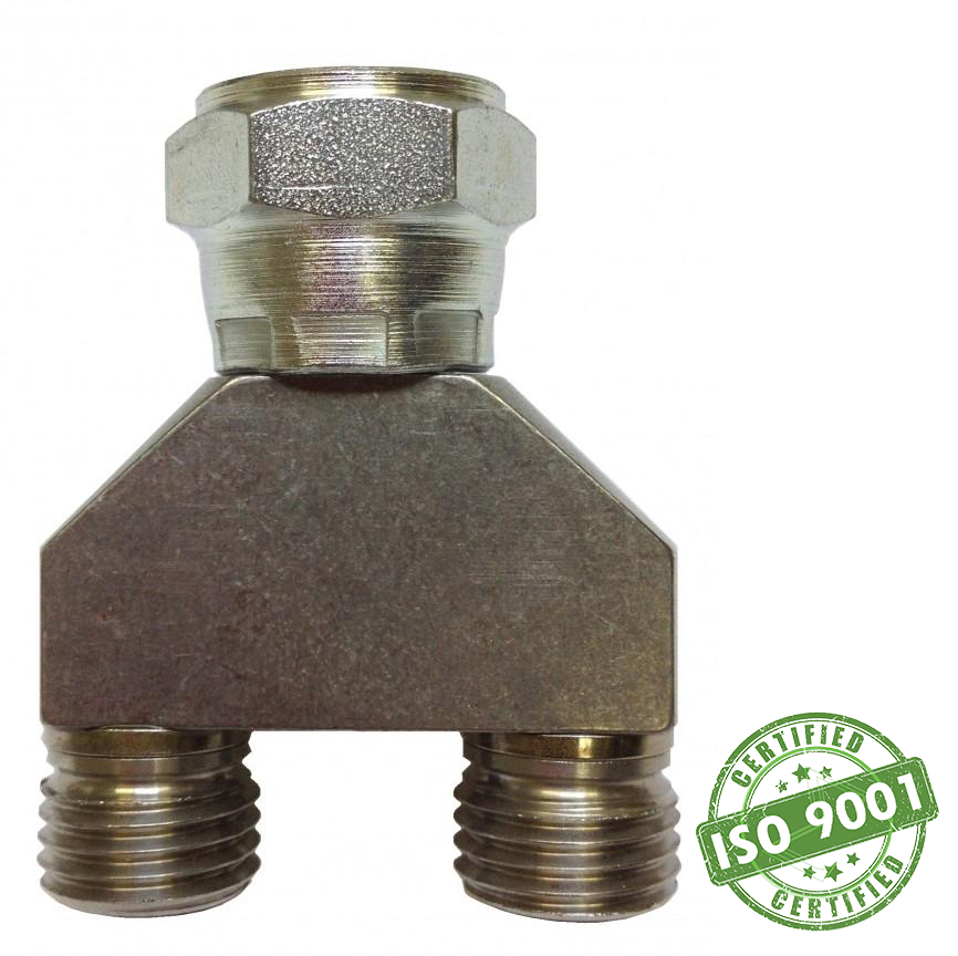 High Pressure Y-Block - 1/4" NPS (M) x 1/4" NPSM (F) - Total Finishing Supplies