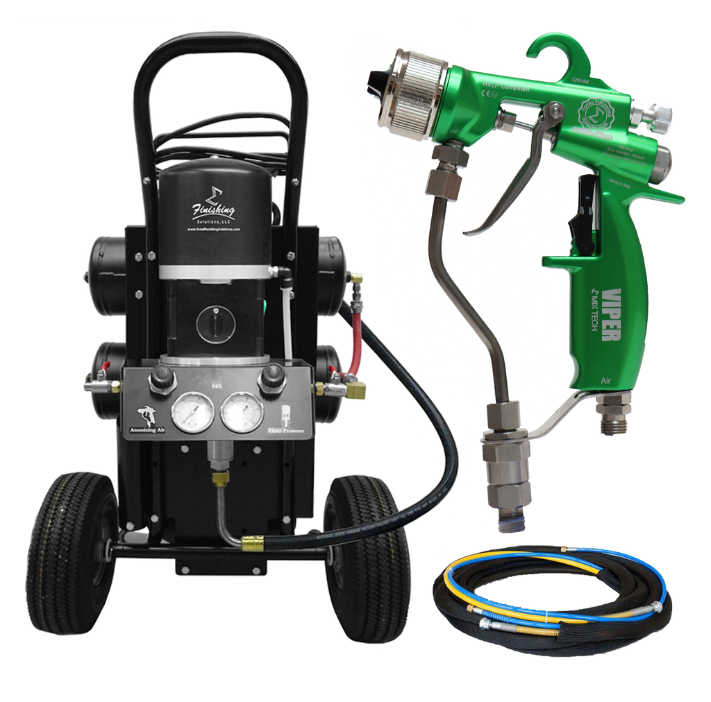 TFS Label Air-Assist-Airless (AAA) 14:1 Peak™ Pump - Cart with Compressor (V Packing) with VIPER® AAA Spray Gun - Total Finishing Supplies