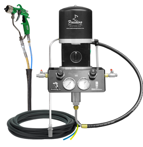 TFS Label Air-Assist-Airless (AAA) 14:1 Peak™ Pump - Wall Model Set-Up (V Packing) with VIPER® AAA Spray Gun